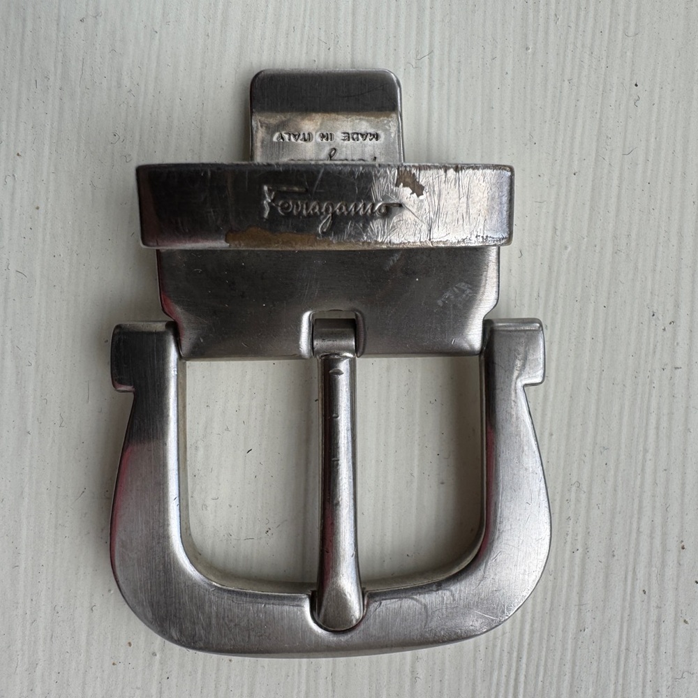 Vintage Salvatore Ferragamo Men's Belt Buckle Silver Tone